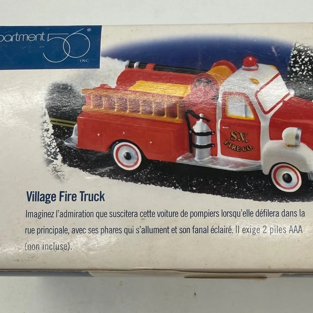 Department 56 Snow Village Fire Truck 56. Lighted Christmas Accessory Boxed